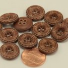 12 Light Brown Leather Look Plastic Buttons 5/8" 16MM # 6253