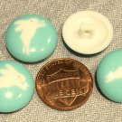 Lot of 4 Domed Shiny Blue White Bunny Plastic Shank Buttons JHB 11/16" 18mm 8027