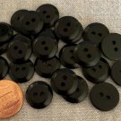 24 Shiny Black Plastic Sew-through Buttons Just Over 1/2" 13.3mm # 8912