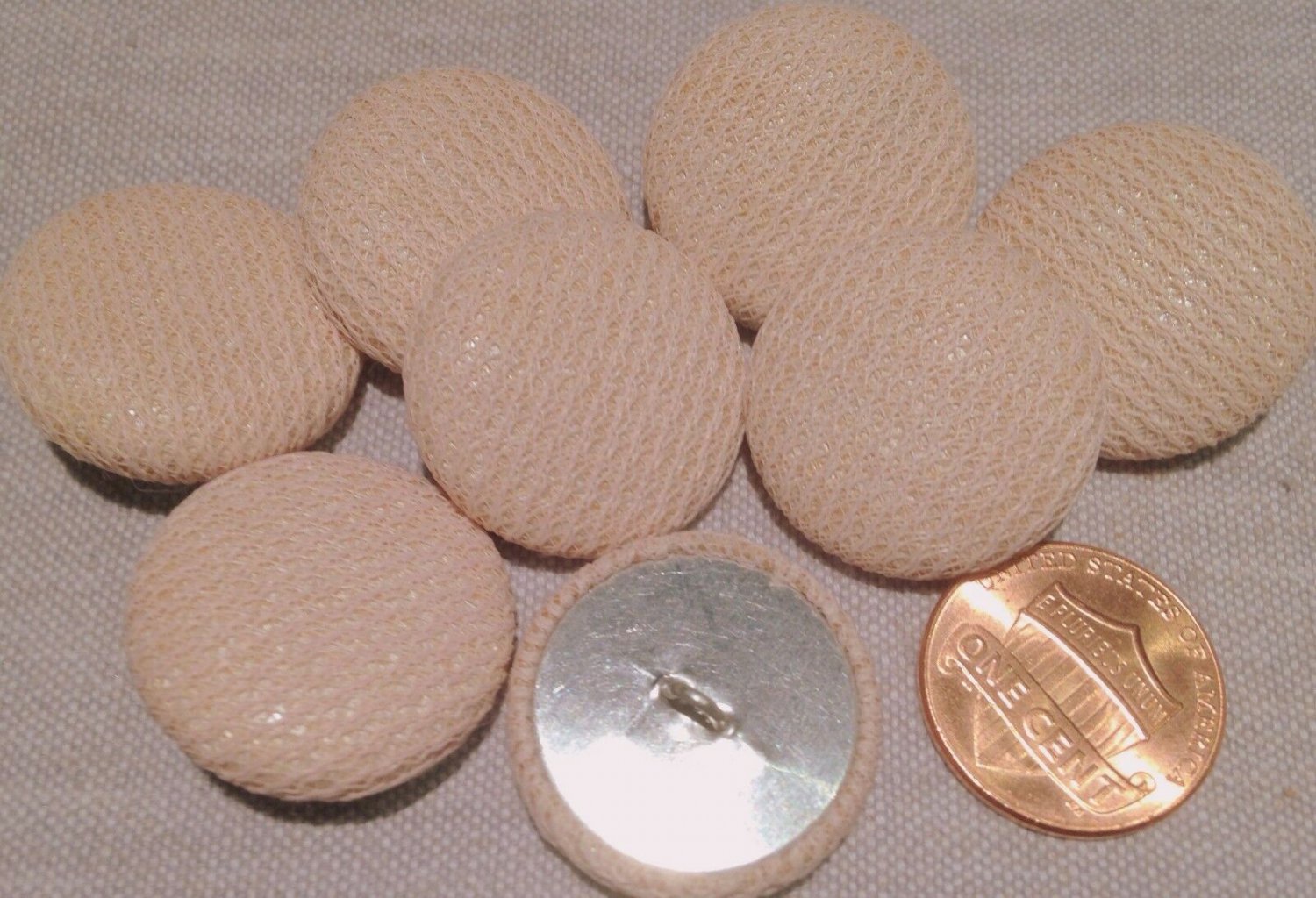 8 Fabric Front Metal Back Shank Buttons Very Pale Dusty Pink 23mm 7/8" # 7926