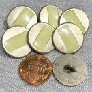 7 Matte Silver Tone Metal Buttons Pale Green Enamel Almost 13/16" 20mm # 8149