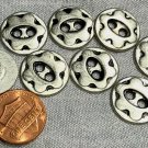 8 Silver Tone Metal Flower Floral Buttons Black Accent 11/16" 18mm # 8168