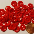 24 Small Shiny Concave Center Red Plastic Sew-through Buttons 7/16" 11mm # 6270