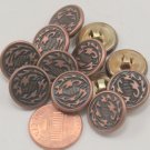 12 Puffed Copper Tone Metal Black Accent Buttons 9/16" 15mm # 7030