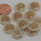 24 Cream Semi-Translucent Gold Metal Detail Plastic Buttons 5/8" 15mm # 6577