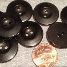 8 Black PLASTIC Sew-through Buttons Concave Center 7/8" 22.4mm # 7681