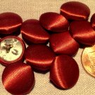 12 Satin Fabric Front Metal Back Buttons Reddish Copper Brown 15mm 9/16" 7936
