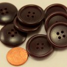 8 Large Brown Plastic Sew-through Buttons 1" 25mm # 7063