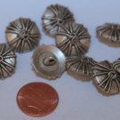 12 Domed Antiqued Silver Tone Metal Buttons Black Accent 11/16" 18mm # 5818