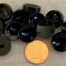 12 Thick Shiny Black Plastic Shank Buttons Concave Top Almost 5/8" 15.3mm # 8888
