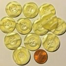 12 Large Semi-Translucent White Pale Yellow Plastic Buttons 1" 25mm # 6624
