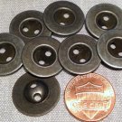 8 Concave Center Charcoal Tone Metal Sew-through Buttons 11/16" 18mm # 7696