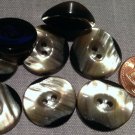 8 Thick Pearlized Beige Grey Black Plastic Buttons Almost 7/8" 21.7mm # 7699