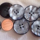 Lot of 8 Large Faux MOP Front Black Back Plastic Buttons 1" 25mm # 7104