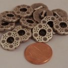 12 Unusual Antiqued Silver Tone Black Accent Metal Buttons 9/16" 15MM # 6016