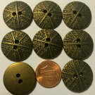 8 Antiqued Brass Tone 2-hole Sew-Through Metal Buttons 7/8" 23MM # 5972
