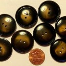8 Large Rimmed Glossy Brown Plastic 2-hole Sew-through Buttons 1 1/16" 27mm 6950