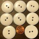 8 Large Domed Glossy Off-white Plastic Sew-through Buttons 1 1/8" 28.6mm 6514