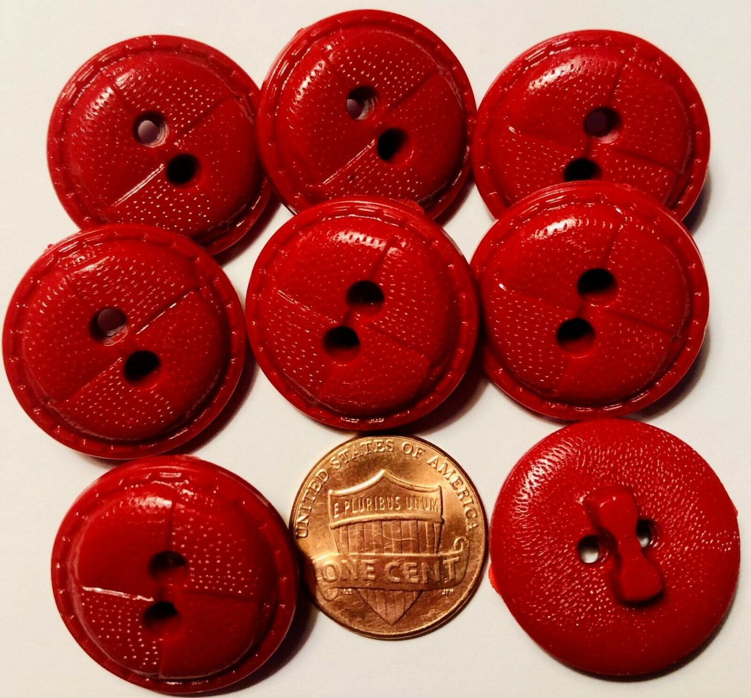8 Thick Glossy Red PLASTIC Sew-through Coat Buttons Leather Look 7/8" 23mm 7060