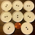 8 Large Rimmed Cream Plastic Sew-through Buttons Weave Design 1 3/8" 34.5mm 7069