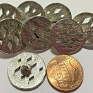 8 Heavy Flat Top Brushed Silver Tone Metal Shank Buttons 3/4" 19mm US Made 6811