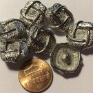 7 Heavy Square Shiny Silver Tone Metal Buttons Almost 3/4" 18.5mm US Made 6844