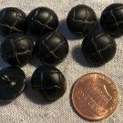 9 Small Domed Black PLASTIC Shank Buttons Leather Look 15mm Almost 5/8" 8974