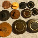 10 Wood Wooden Shank Buttons Metal Embellishment Various Sizes Colors 8991