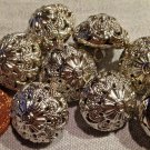 8 Domed Hollow Shiny Polished Silver Tone Metal Twinkle Buttons 11/16" 18mm 7987