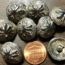 8 Domed Heavy Shiny Silver Tone Metal Shank Buttons 3/4" 19mm US Made 6815