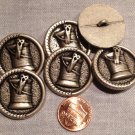 6 Antique Silver Tone Shank Buttons Spool of Thread Scissors 1 1 /8" 28mm # 7945