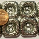 8 Dark Silver Tone Metal Shiny Square Heavy Sew-through Buttons 13/16" 21mm 6412