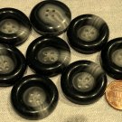 8 Large Thick Charcoal & Grey Plastic Sew-through Coat Buttons 1 1/8" 28mm 8133