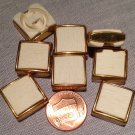 8 Square Thick White Plastic Gold Tone Metal Shank Buttons 5/8" 16mm # 7634
