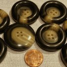 8 Large Thick Dark Brown Swirl Variegated Plastic Coat Buttons 1 5/16" 33mm 8132