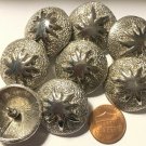 8 Shiny Silver Tone Metal Heavy Domed Shank Buttons 1 1/8" 28mm US Made 6400