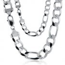 24" SILVER 925 FIGARO NECKLACE CHAIN MEN 6MM PENDANT