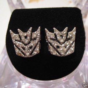 NEW TRANSFORMERS DECEPTICON AUTOBOTS SILVER STUD EARRINGS