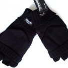 THINSULATE MEN WOMEN BLACK FINGERLESS KNIT MITTEN POCKET HALF FINGER GLOVES