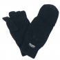 THINSULATE MEN WOMEN BLACK FINGERLESS KNIT MITTEN POCKET HALF FINGER GLOVES