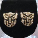 TRANSFORMERS AUTOBOTS GOLD DIAMOND STUD EARRINGS NEW