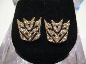 NEW TRANSFORMERS DECEPTICON AUTOBOTS GOLD STUD EARRINGS