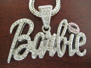 SILVER PINK NICKI MINAJ'S BARBIE PENDANT CHARM NECKLACE