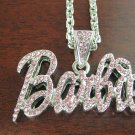 SMALL SILVER PINK NICKI MINAJ'S BARBIE PENDANT CHARM NECKLACE