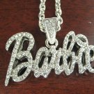 SMALL SILVER DIAMONDS NICKI MINAJ'S BARBIE PENDANT CHARM NECKLACE