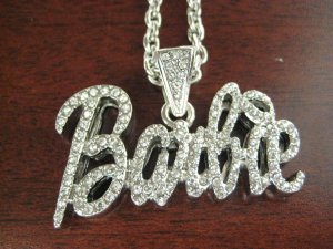 SMALL SILVER DIAMONDS NICKI MINAJ'S BARBIE PENDANT CHARM NECKLACE