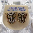 TRANSFORMERS AUTOBOTS GOLD DIAMOND STUD EARRINGS NEW