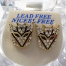 TRANSFORMERS AUTOBOTS DECEPTICON GOLD DIAMOND STUD EARRINGS NEW