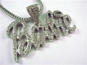 LARGE SILVER NICKI MINAJ'S BARBIE PENDANT CHARM NECKLACE