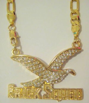 GOLD BRICK SQUAD PENDANT CHAIN CHARM NECKLACE ICED OUT
